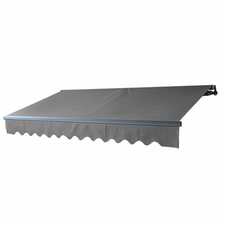 ALEKO 12 x 10 ft. Motorized Black Frame Retractable Home Patio Canopy Awning, Grey ABM12X10GY80-UNB